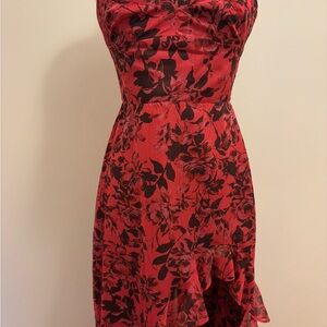 Amanda Uprichard Red & Black Floral Strapless High-Low Dress – Size M